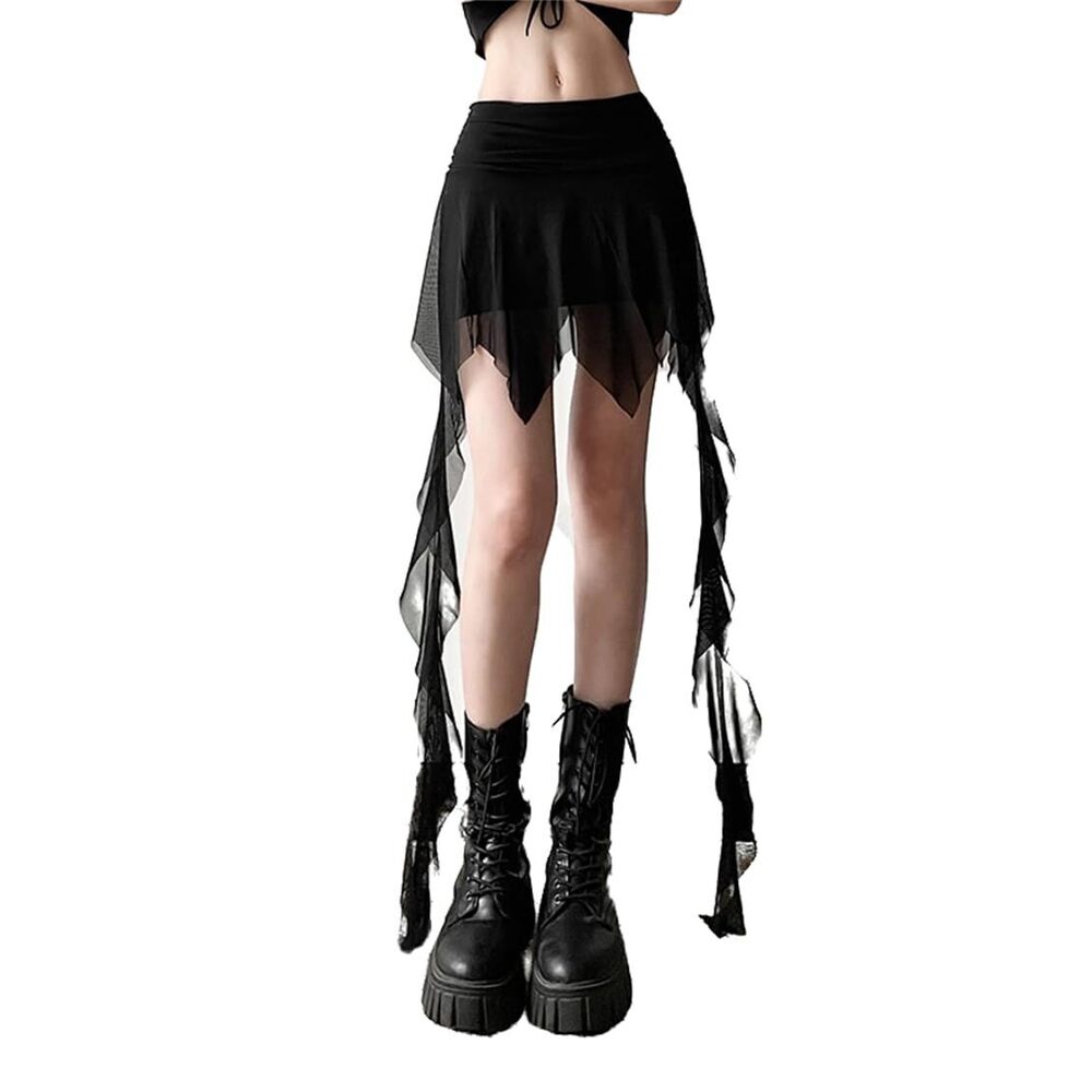 7831 Gothic Grunge Mini Skirt Goth Fashion Slim Fit Knee Length High - Picture 1 of 6